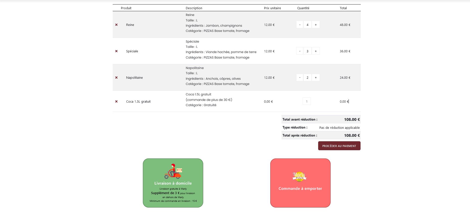 Marly Pizza aperçu panier