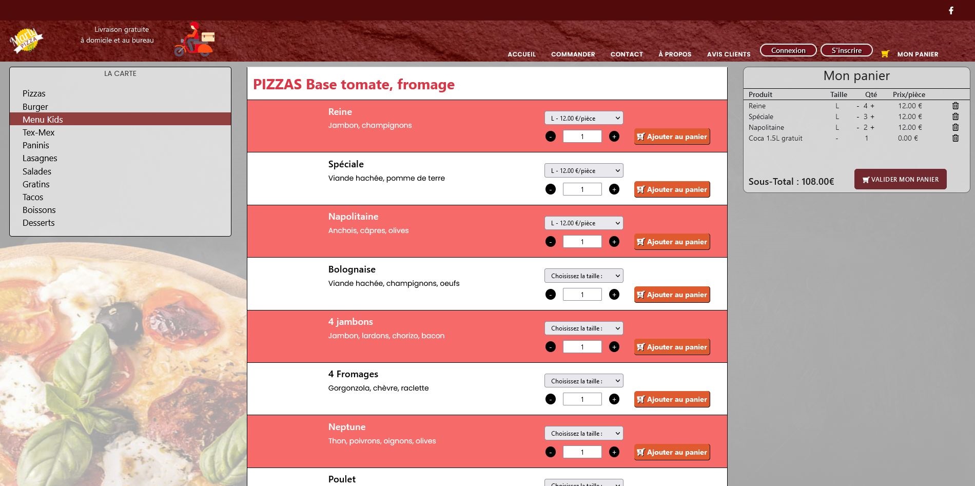 Marly Pizza sélection des produits
