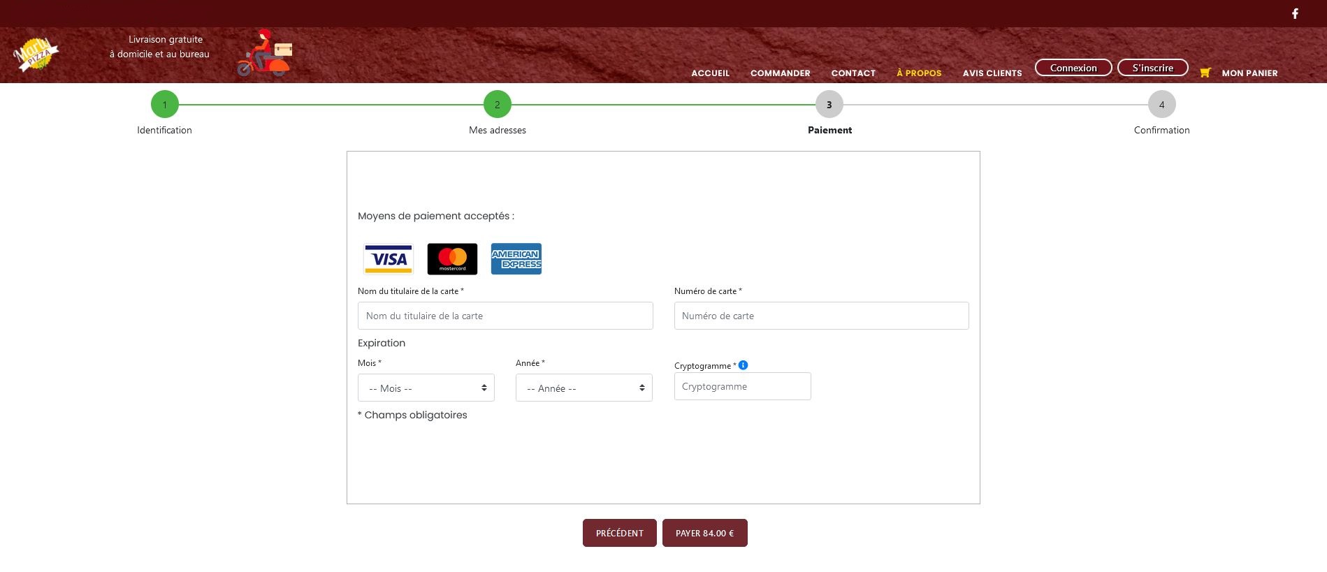 Marly Pizza Page de paiement