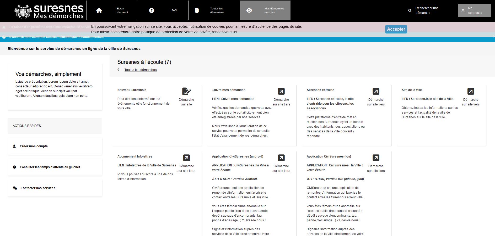 Suresnes Desktop Liste des Démarches